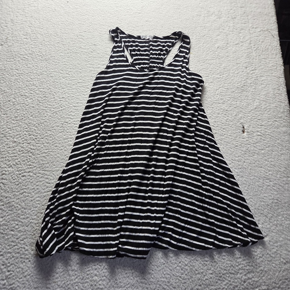 SOCIALITE Dress Womens L Black Stripe Sleeveless Scoop Neck Swing Tank Short